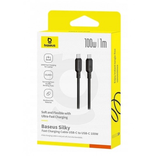 KABEL 100W USB-C - USB-C 1m - czarny BASEUS Silky Series -zdjęcie numer 2