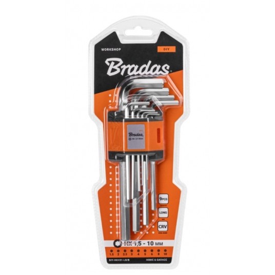 KLUCZ IMBUS z KULKĄ 1,5-10mm/9cz. DŁUGIE BRADAS DIY-HKH31-LO/B -zdjęcie numer 2