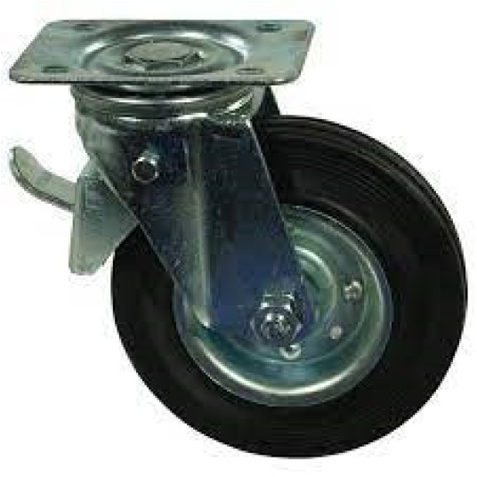 KOŁO 75 SKRĘTNE+HAMULEC guma czarna 520075DB