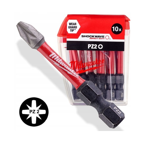 KOŃCÓWKA BIT PZ2x50mm /op.10szt MILWAUKEE 4932430866 -zdjęcie numer 1
