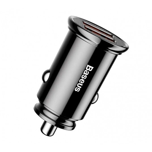 ŁADOWARKA SAMOCHODOWA 2xUSB, 5A 30W czarna BASEUS Circular -zdjęcie numer 1