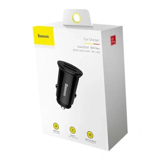 ŁADOWARKA SAMOCHODOWA 2xUSB, 5A 30W czarna BASEUS Circular -zdjęcie numer 2