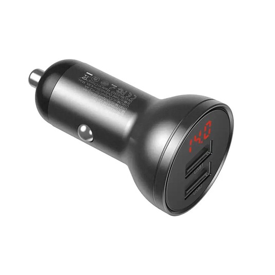 ŁADOWARKA SAMOCHODOWA 2xUSB-A, 4,8A, 24W, szara (LED wyświetlacz) BASEUS CCBX-0G -zdjęcie numer 4
