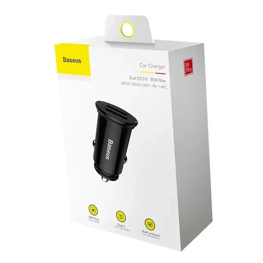 ŁADOWARKA SAMOCHODOWA 2xUSB-A, 5A 30W czarna BASEUS Circular -zdjęcie numer 2