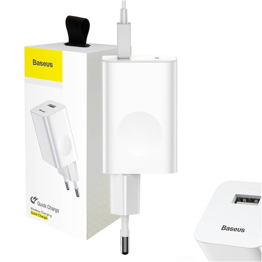 ŁADOWARKA SIECIOWA 1xUSB-A, 24W, QC 3.0 biała BASEUS CCALL-BX02 -zdjęcie numer 1