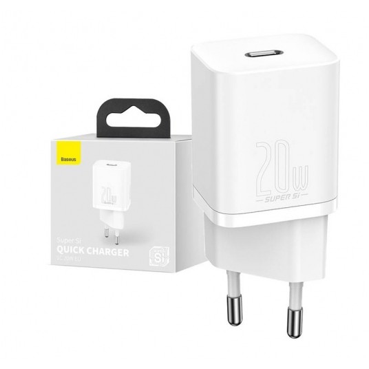 ŁADOWARKA SIECIOWA 1xUSB C, 20W, biała BASEUS Super Si -zdjęcie numer 1