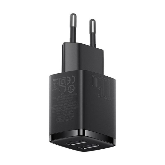 ŁADOWARKA SIECIOWA 2xUSB-A, 10,5W czarna BASEUS CCXJ010201 -zdjęcie numer 4