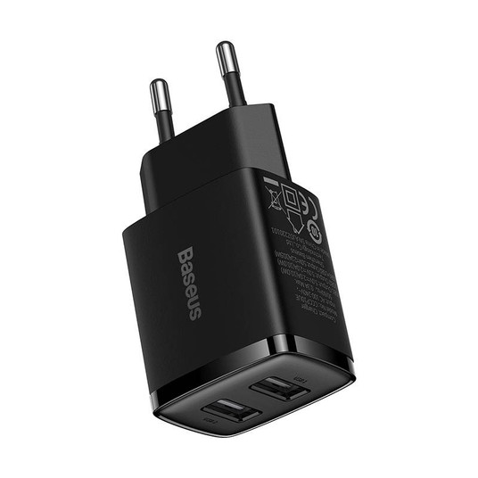 ŁADOWARKA SIECIOWA 2xUSB-A, 10,5W czarna BASEUS CCXJ010201 -zdjęcie numer 6