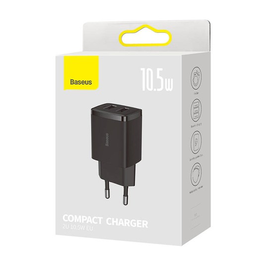 ŁADOWARKA SIECIOWA 2xUSB-A, 10,5W czarna BASEUS CCXJ010201 -zdjęcie numer 2