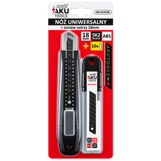 NÓŻ 18 ABS + OSTRZE SK2 BLACK 10szt AKU Tools AN-01SK2B -zdjęcie numer 1