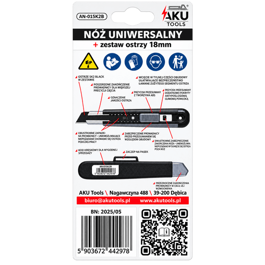 NÓŻ 18 ABS + OSTRZE SK2 BLACK 10szt AKU Tools AN-01SK2B -zdjęcie numer 2