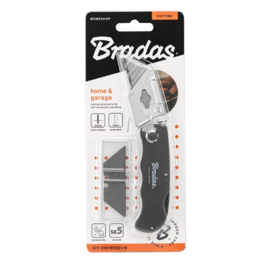 NÓŻ TRAPEZ SKŁADANY z zasobnikiem BRADAS DIY-KN190201/B