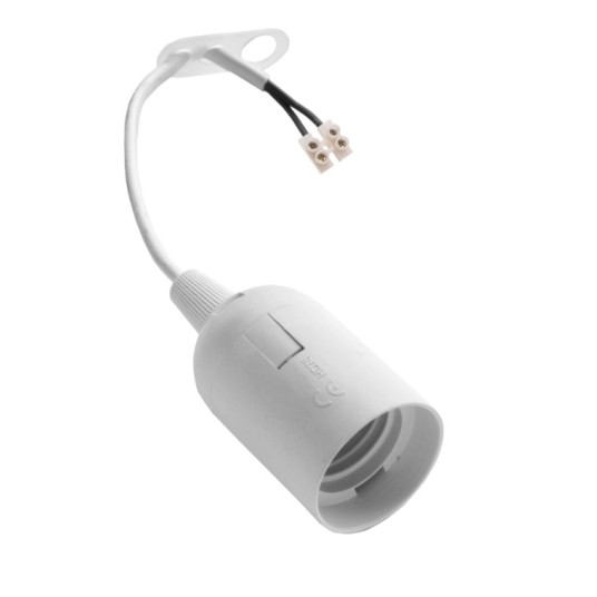 OPRAWA E27 TWORZYWO bez kołnierza biała +PRZEWÓD DPM OPR001N