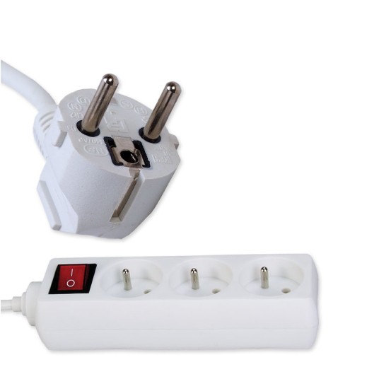 PRZEDŁUŻACZ + WYŁĄCZNIK 3gn. z/U. 5m (3x1,0) biały RUM-LUX PM/3-3-5m+W
