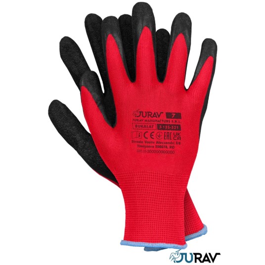 RĘKAWICE LATEKS czarno czerwone JURAV J-BUKALAT