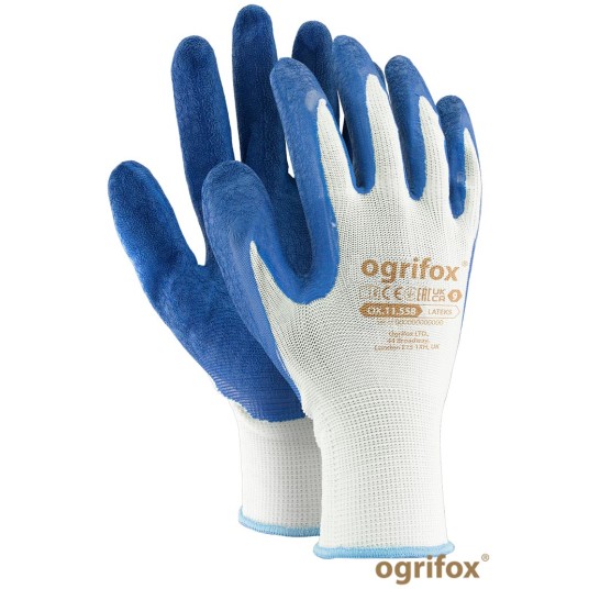 RĘKAWICE LATEKS niebiesko białe OGRIFOX