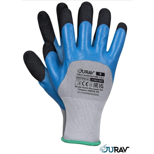 RĘKAWICE LATEKS niebiesko czarne JURAV J-MOTRULAF_SNB