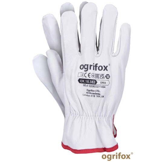 RĘKAWICE MECHANICZNE kozia skóra obustronnie OGRIFOX OX-DRIX roz.10