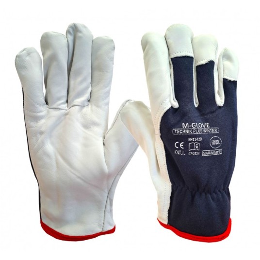 RĘKAWICE OCIEPLANE MECHANICZNE kozia skóra 10/XL niebieskie M-GLOWE TECHNIK PLUS WINTER