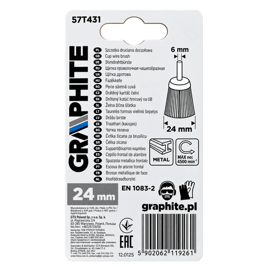 SZCZOTKA DOCZOŁOWA 24 z/b drut stal.karb. GRAPHITE 57T431 -zdjęcie numer 2