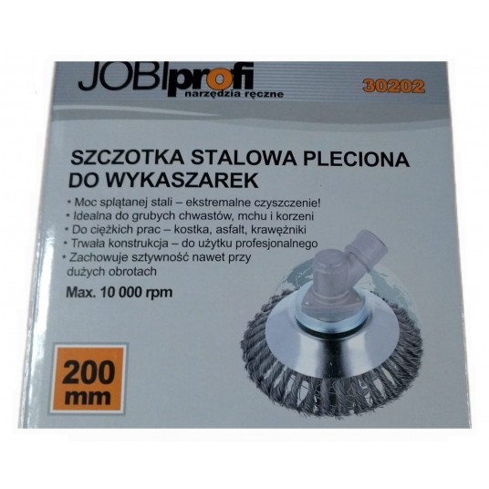 SZCZOTKA STALOWA SPLATANA 200mm x25,4 do kosy spalinowej JOBI 30202 -zdjęcie numer 3