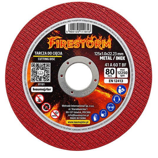 TARCZA METAL PŁASKA 125/1,0 METAL/INOX FIRESTORM -zdjęcie numer 2