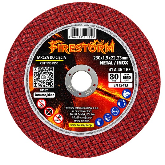 TARCZA METAL PŁASKA 230/1,9 METAL/INOX FIRESTORM -zdjęcie numer 2