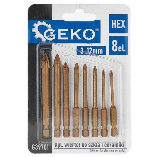 WIERTŁO do SZKŁA i CERAMIKI 8el/3-12mm HEX GEKO G39701 -zdjęcie numer 1