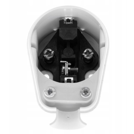 WTYCZKA KĄTOWA biała z/U. 16A/250V Uni-Schuko PLAST-ROL WK-US/16