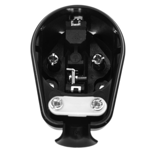 WTYCZKA KĄTOWA czarna z/U. 16A/250V Uni-Schuko PLAST-ROL WK-US/16