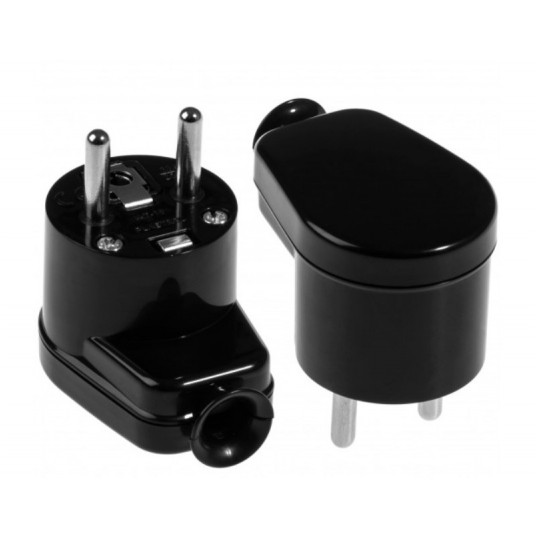 WTYCZKA KĄTOWA czarna z/U. 16A/250V Uni-Schuko TIMEX ELEKTRO WT-16U CZ -zdjęcie numer 1