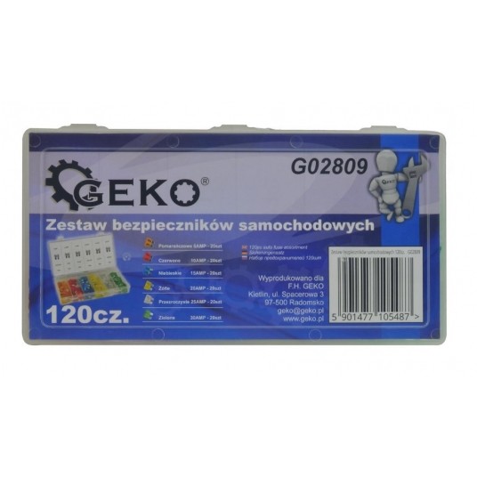 ZESTAW BEZPIECZNIKÓW SAMOCHODOWYCH 120szt GEKO G02809 -zdjęcie numer 2