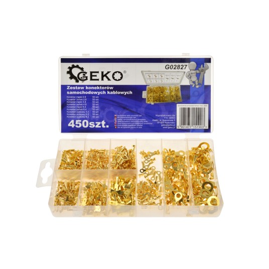 ZESTAW KONEKTORÓW SAMOCHODOWYCH KABLOWYCH 450szt. GEKO G02827