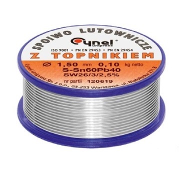 CYNA 1,5mm 100g CYNEL Sn60Pb40 topnik SW26/2,5%