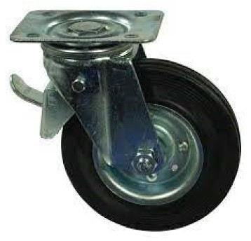 KOŁO 75 SKRĘTNE+HAMULEC guma czarna 520075DB