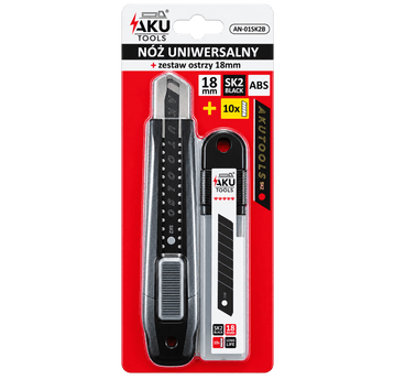 NÓŻ 18 ABS + OSTRZE SK2 BLACK 10szt AKU Tools AN-01SK2B