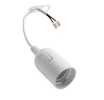 OPRAWA E27 TWORZYWO bez kołnierza biała +PRZEWÓD DPM OPR001N