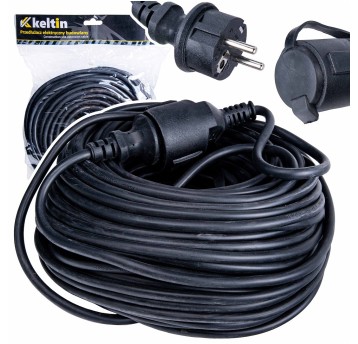PRZEDŁUŻACZ BUDOWLANY czarny 3x2,5mm 10m IP44 KELTIN K00220