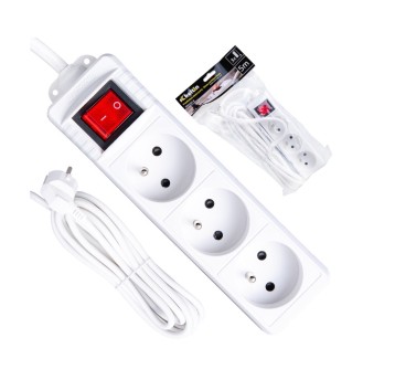 PRZEDŁUŻACZ + WYŁĄCZNIK 3gn. z/U. 5m (3x1,5) biały KELTIN K00245C-B