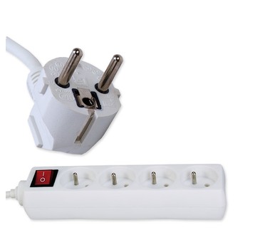 PRZEDŁUŻACZ + WYŁĄCZNIK 4gn. z/U. 1,5m (3x1,0) biały RUM-LUX PM/4-3-1,5m+W
