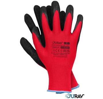 RĘKAWICE LATEKS czarno czerwone JURAV J-BUKALAT