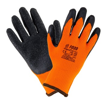 RĘKAWICE OCIEPLANE LATEKS czarno-pomarańczowe 10. URGENT 1020