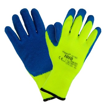 RĘKAWICE OCIEPLANE LATEKS niebiesko-neonowe 10. URGENT 1010