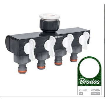 ROZDZIELACZ 4 drożny z zaworkiem, 1-3/4 WHITE LINE WL-3033 BRADAS