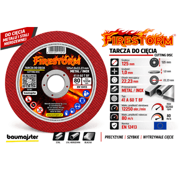 TARCZA METAL PŁASKA 125/1,0 METAL/INOX FIRESTORM
