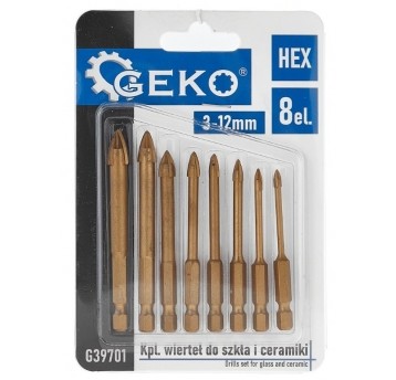 WIERTŁO do SZKŁA i CERAMIKI 8el/3-12mm HEX GEKO G39701