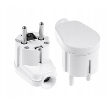 WTYCZKA KĄTOWA biała z/U. 16A/250V Uni-Schuko PLAST-ROL WK-US/16